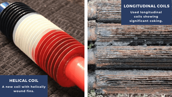 side by side comparison of helical vs. longitudinal tank heating coils